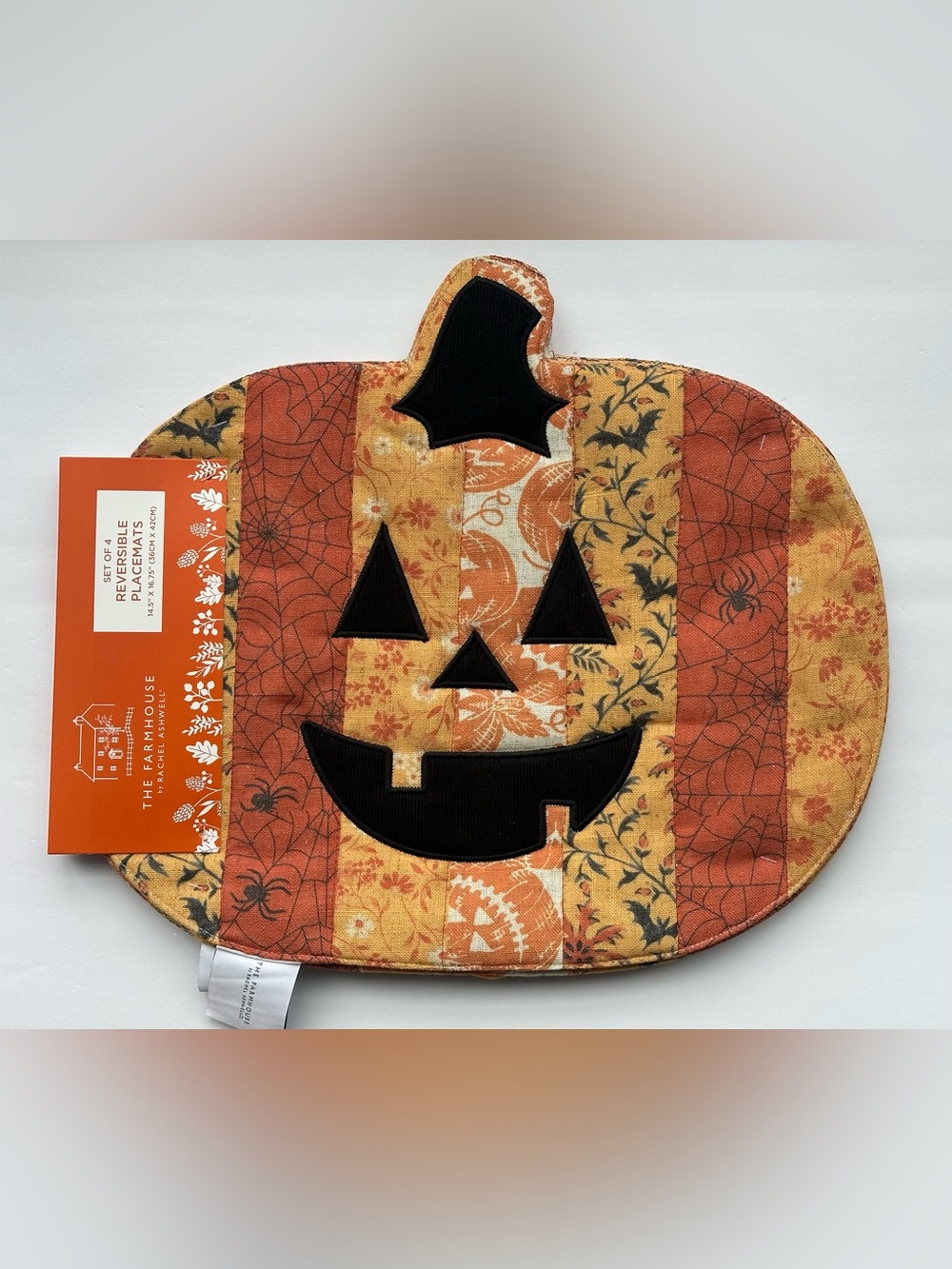 The Farmhouse Rachel Ashwell Jack-o-Lantern Fall Reversible Placemats Set 4